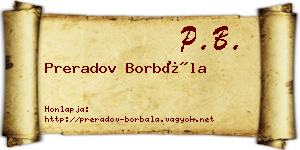 Preradov Borbála névjegykártya